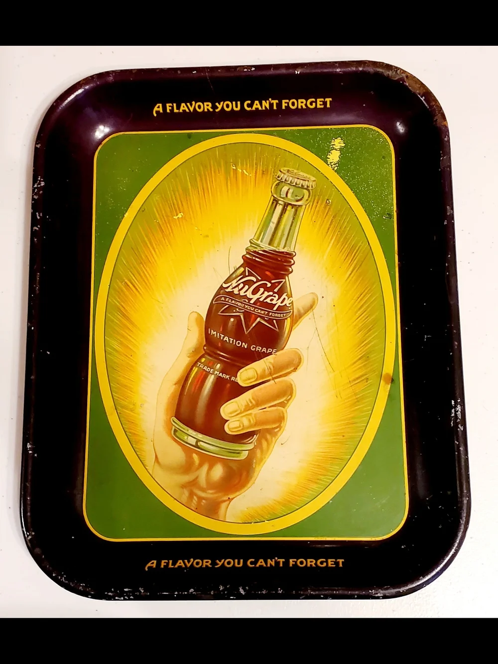 Vintage Colorful NuGrape Soda Advertising Tray Early 1900's Era Nice Graphics